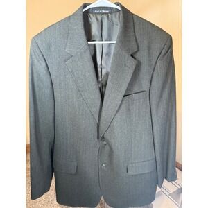 Savile Row Mens 44L Charcoal Pinstripe Wool Blazer Suit Jacket Sport Coat
